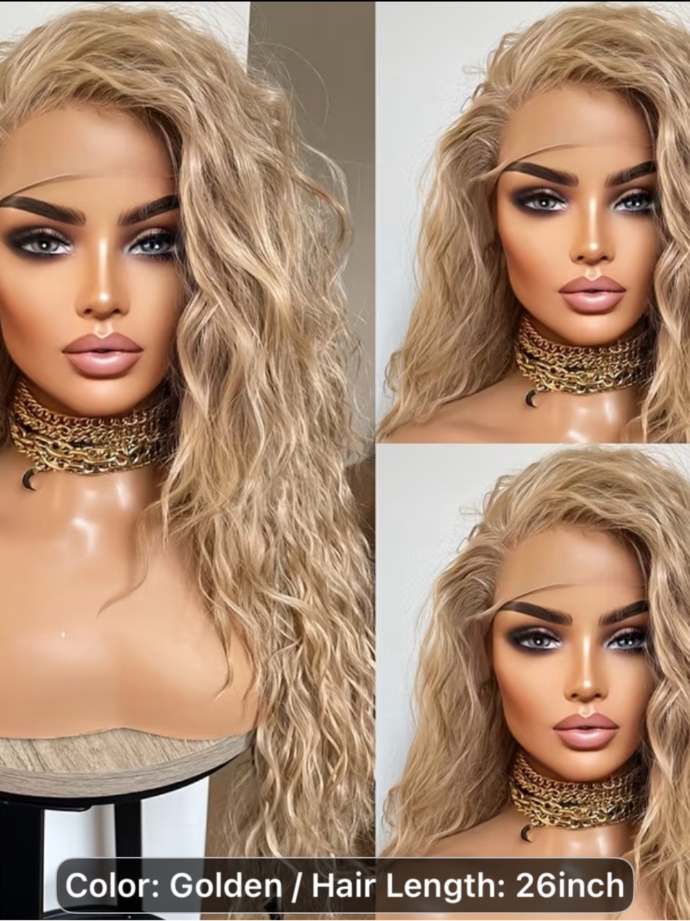 Golden Long Wavy Women’s Wig - 26 Inch